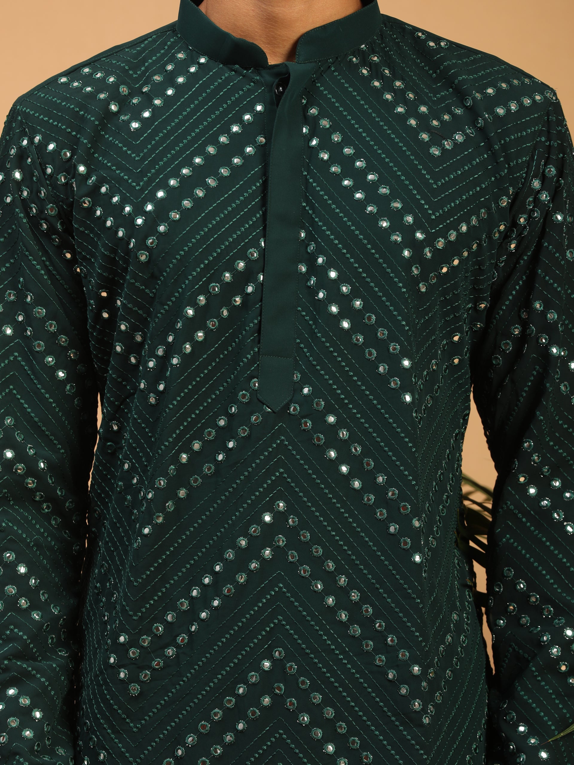 Men's Green Georgette Kurta