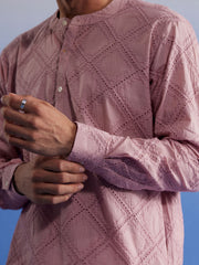 Men's Pink Cotton Kurta Pyjama Set