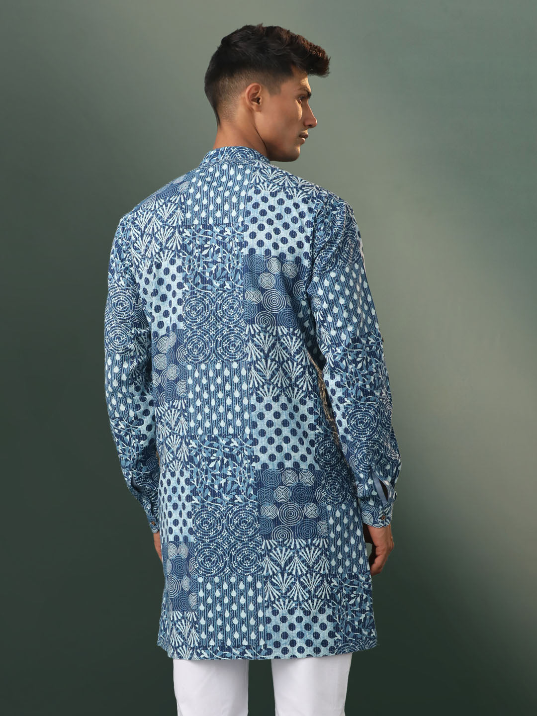 Men's Blue Cotton Kurta