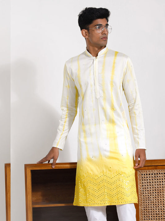 Men's Yellow Viscose Kurta