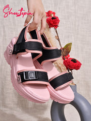 Shoetopia Comfortable  & Sporty Pink Sandals For Women & Girls