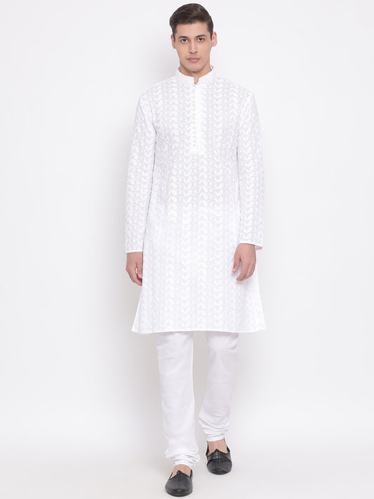 Men's White Pure Cotton Kurta Pyjama Set