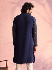 Men's Navy blue Georgette Kurta