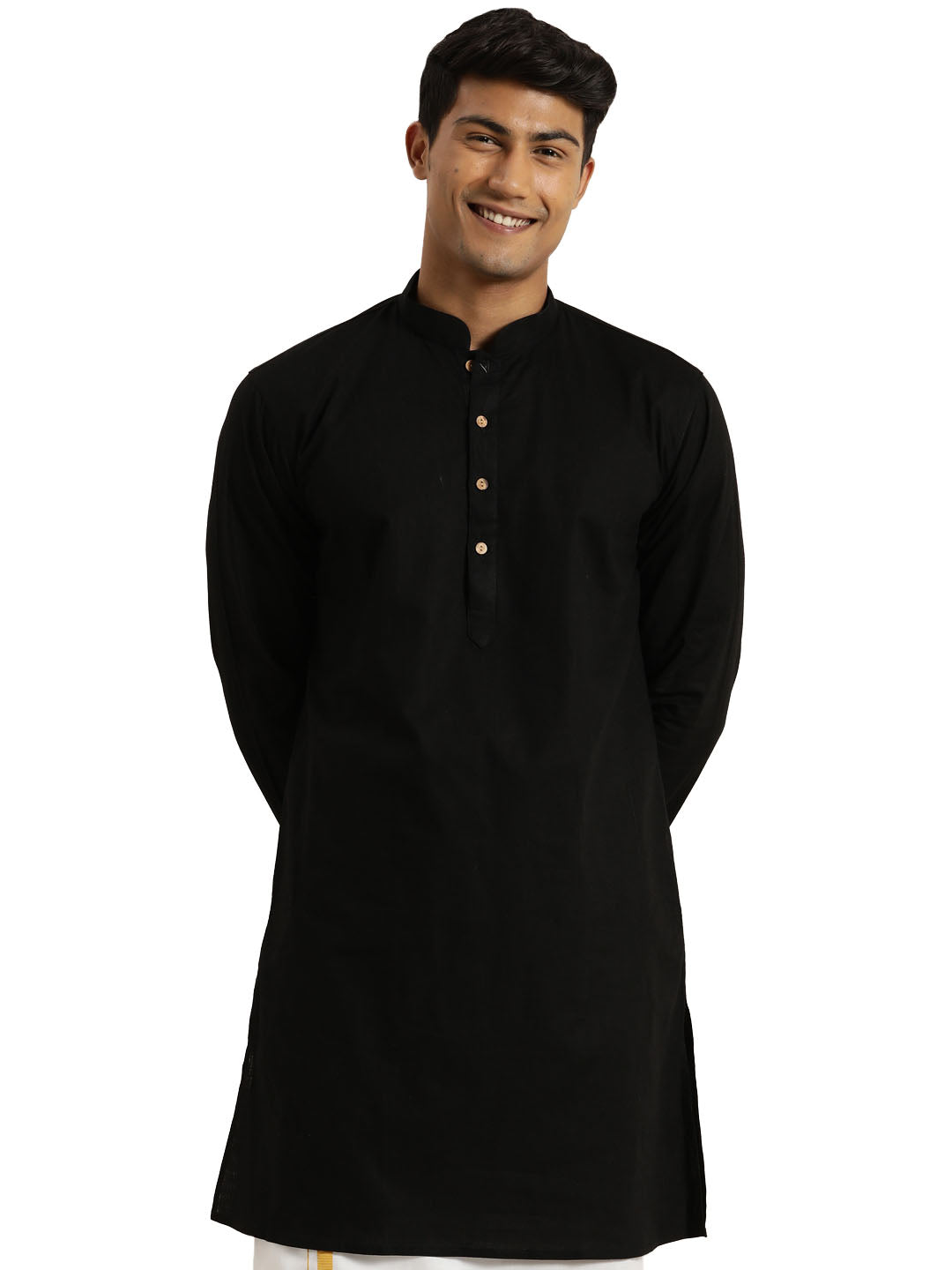 Men's Black Cotton Kurta