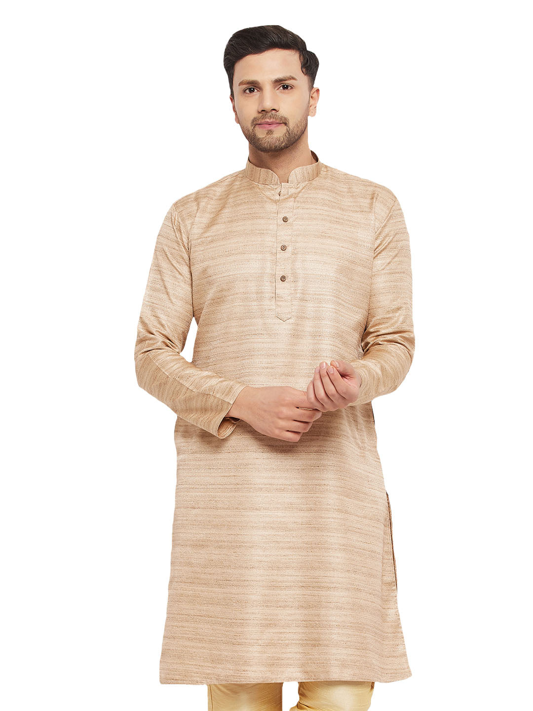 Men's Beige Silk Blend Kurta