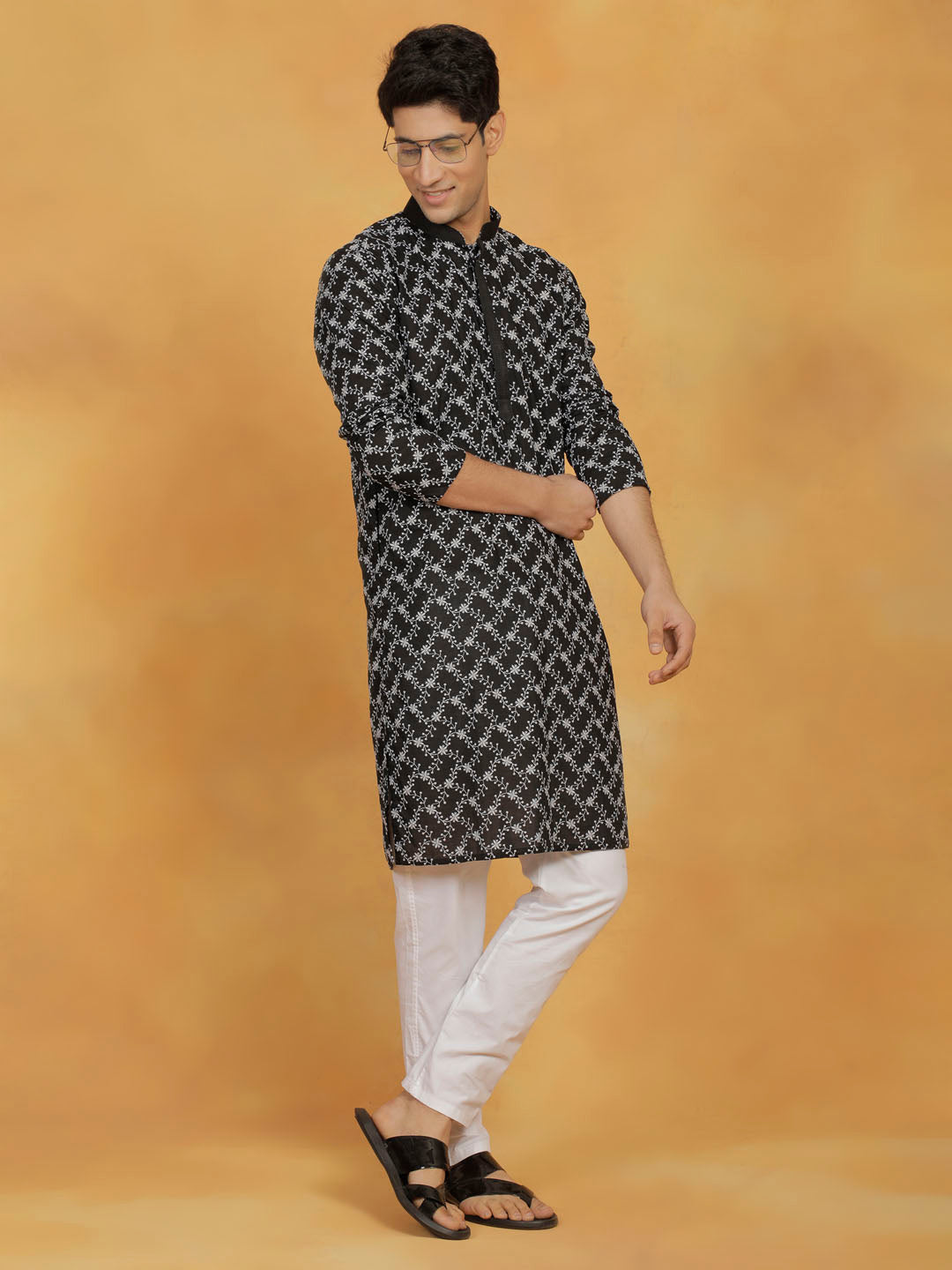 Men's Black Cotton Kurta