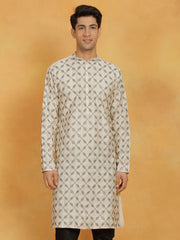 Men's Cream Cotton Blend Kurta