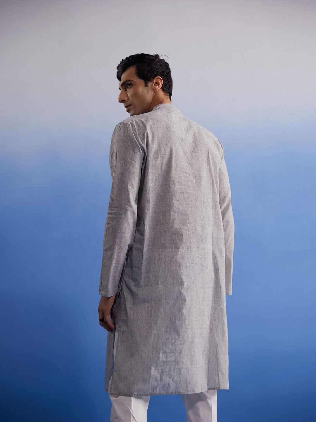 Men's Grey Pure Cotton Kurta