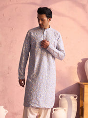 Men's Pastel Blue Georgette Kurta