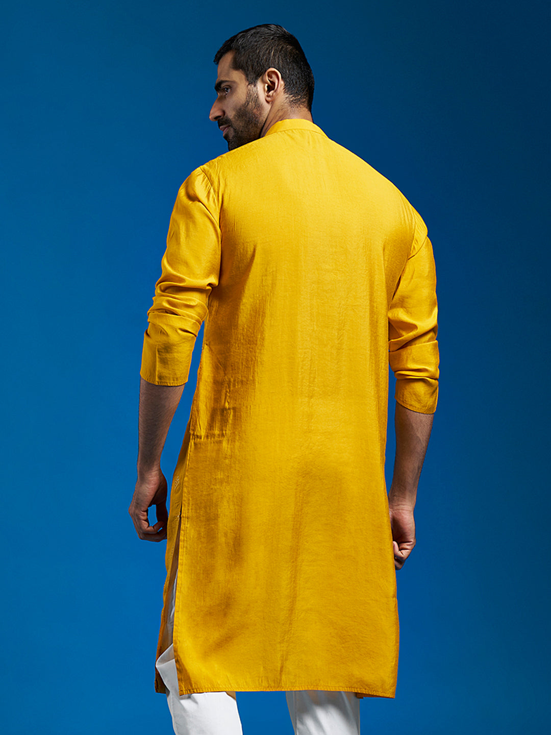 Men's Yellow Chanderi Kurta