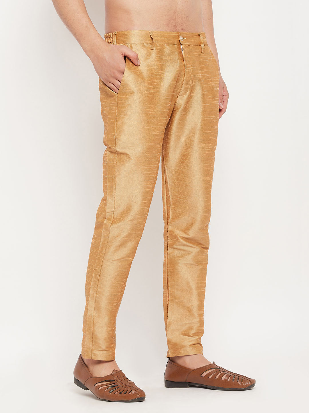 Men's Rose Gold Silk Blend Pant Style Pyjama