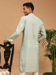 Men's Green Cotton Blend Kurta