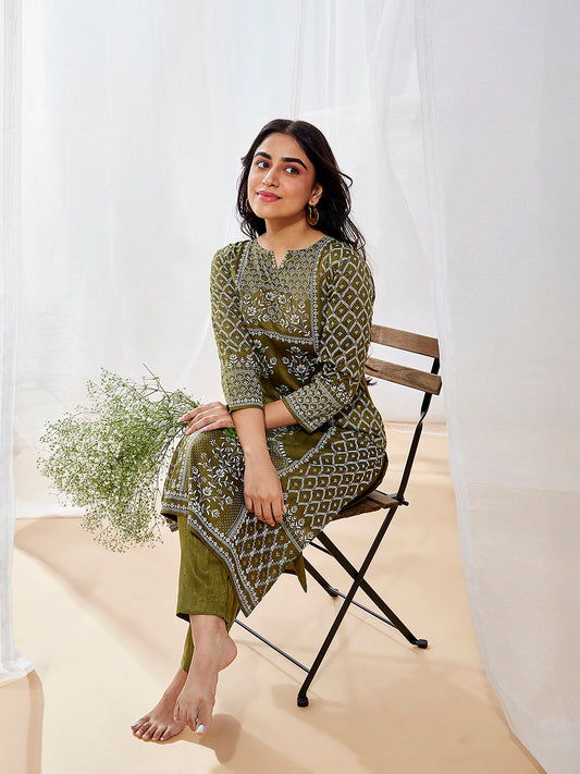 Women's Mehendi Kurta Set