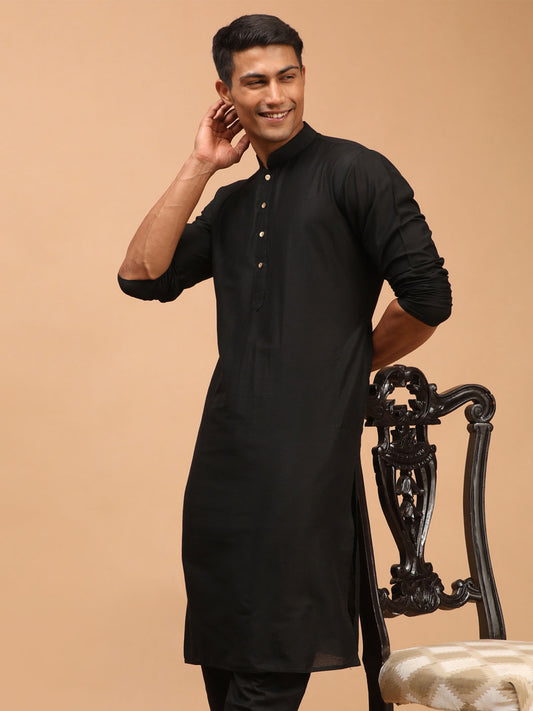 Men's Black Viscose Kurta