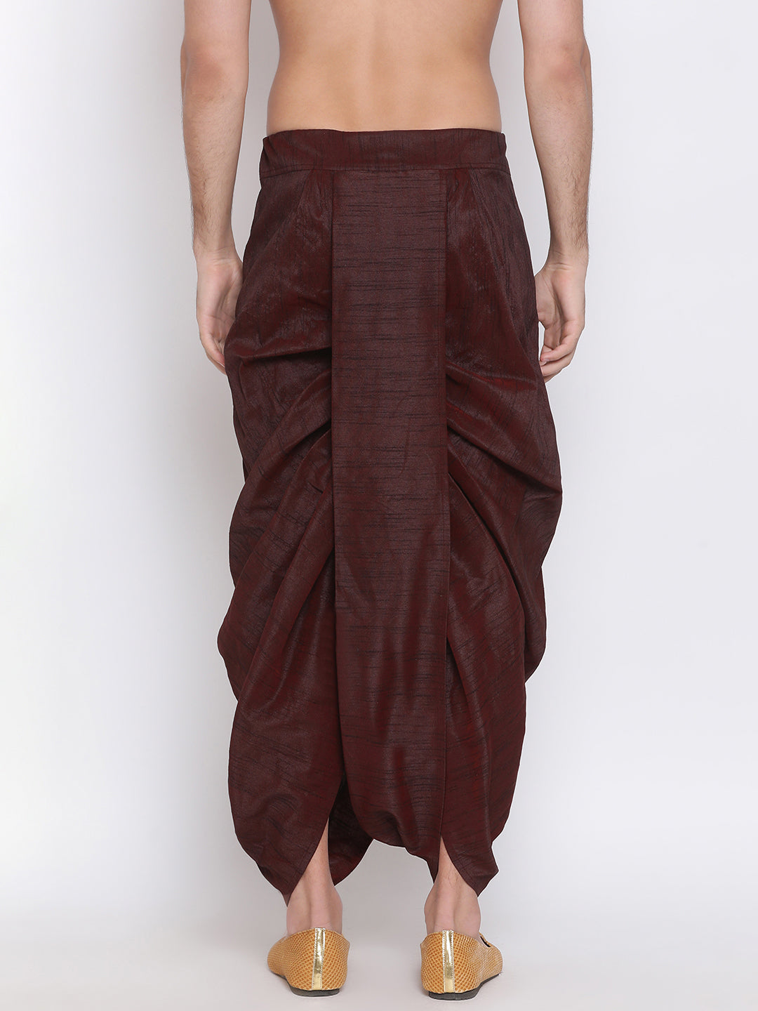 Men's Wine Silk Blend Dhoti