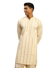 Men's Cream Viscose Kurta