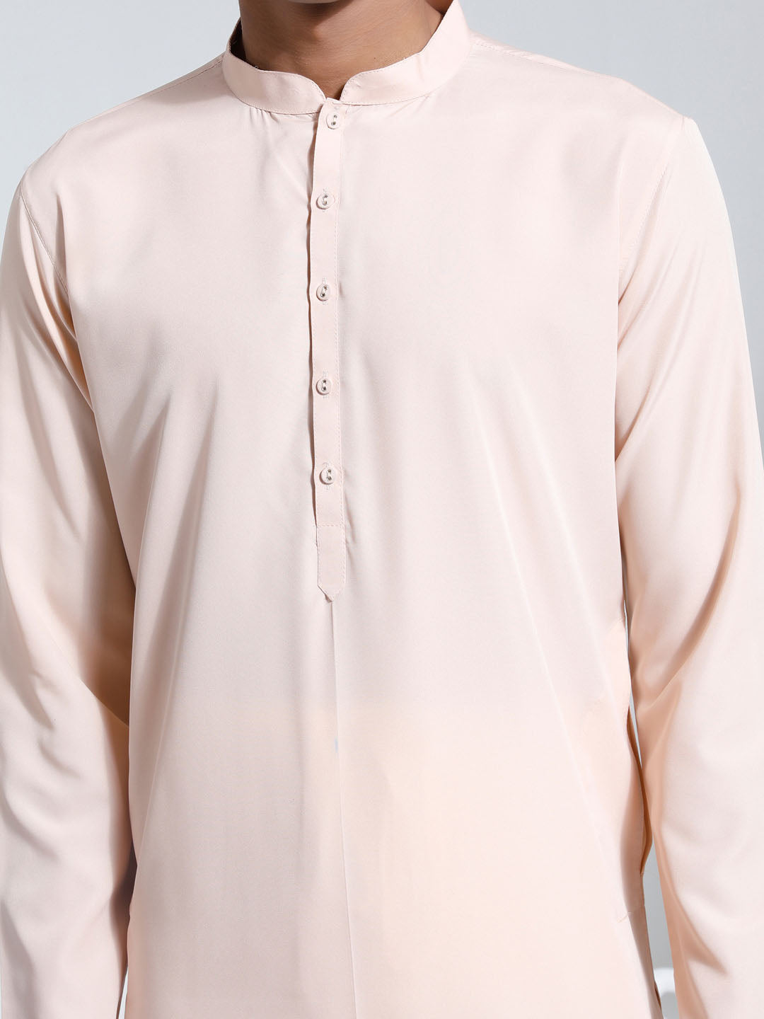 Men's Peach Crepe Kurta And Pyjama