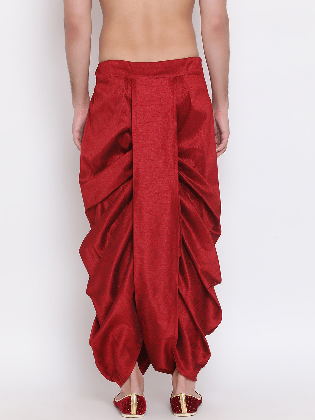 Men's Maroon Silk Blend Dhoti