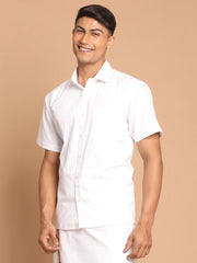 Men's White Cotton Ethnic Shirt