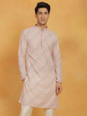 Men's Pink Maslin Kurta