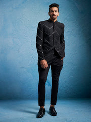 Men's Black Viscose Jodhpuri