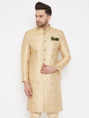 Men's Gold Silk Blend Sherwani Only Top