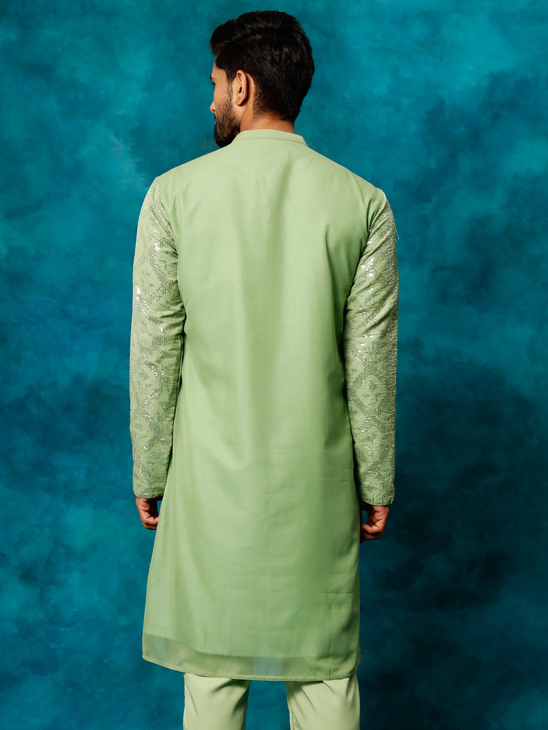 Men's Mint Green Georgette Kurta