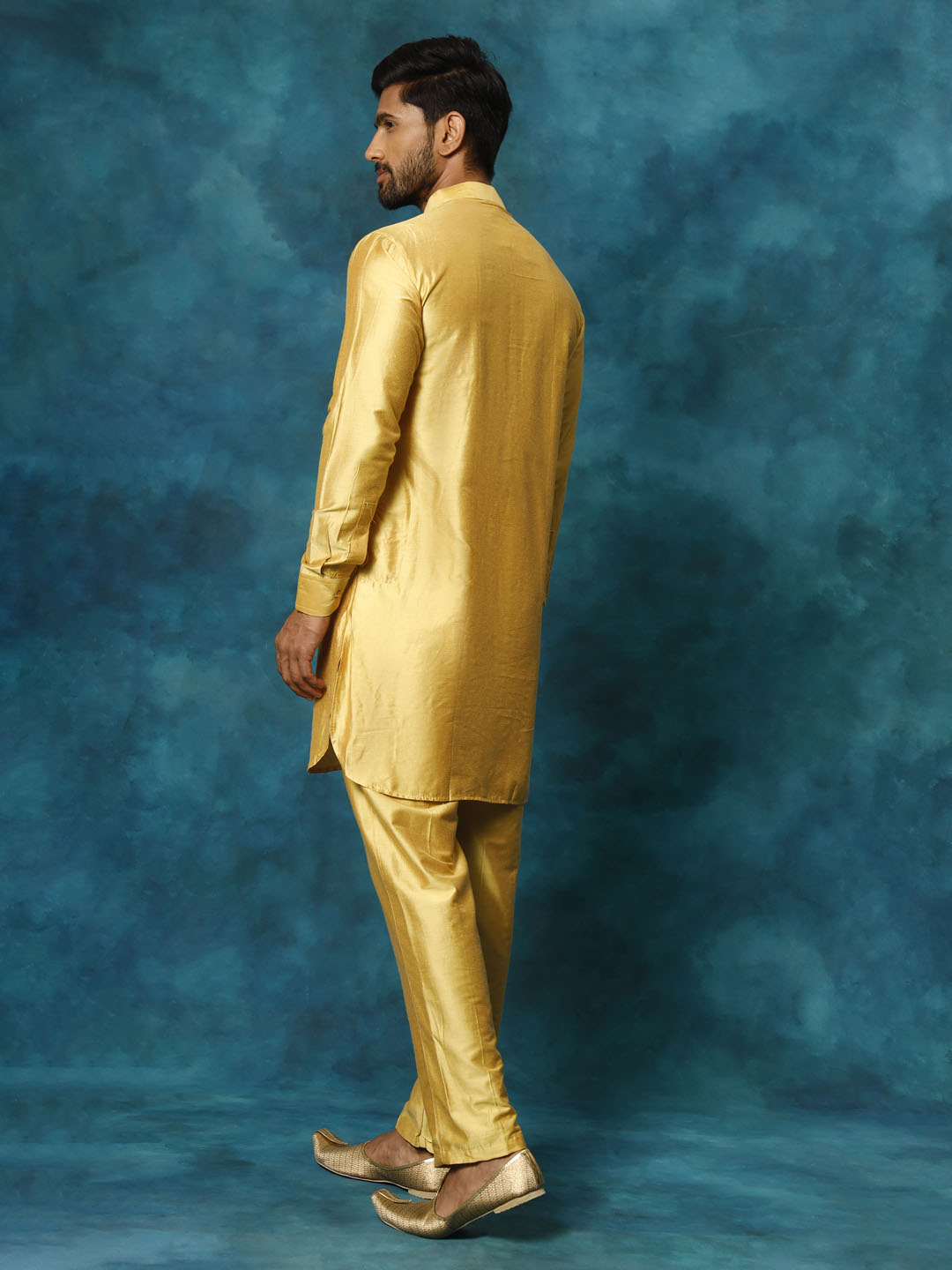 Men's Mustard Viscose Kurta Pyjama Set