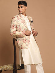 Men's Cream Viscose Ethnic Combo Set