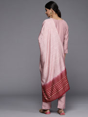 mauve embroidered kurta paired with straight bottom and embroidered dupatta