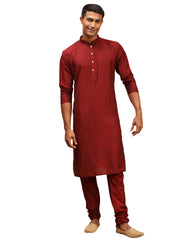 Men's Maroon Viscose Kurta Pyjama Set