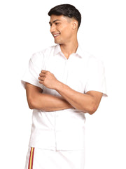 Men's White Cotton Ethnic Shirt