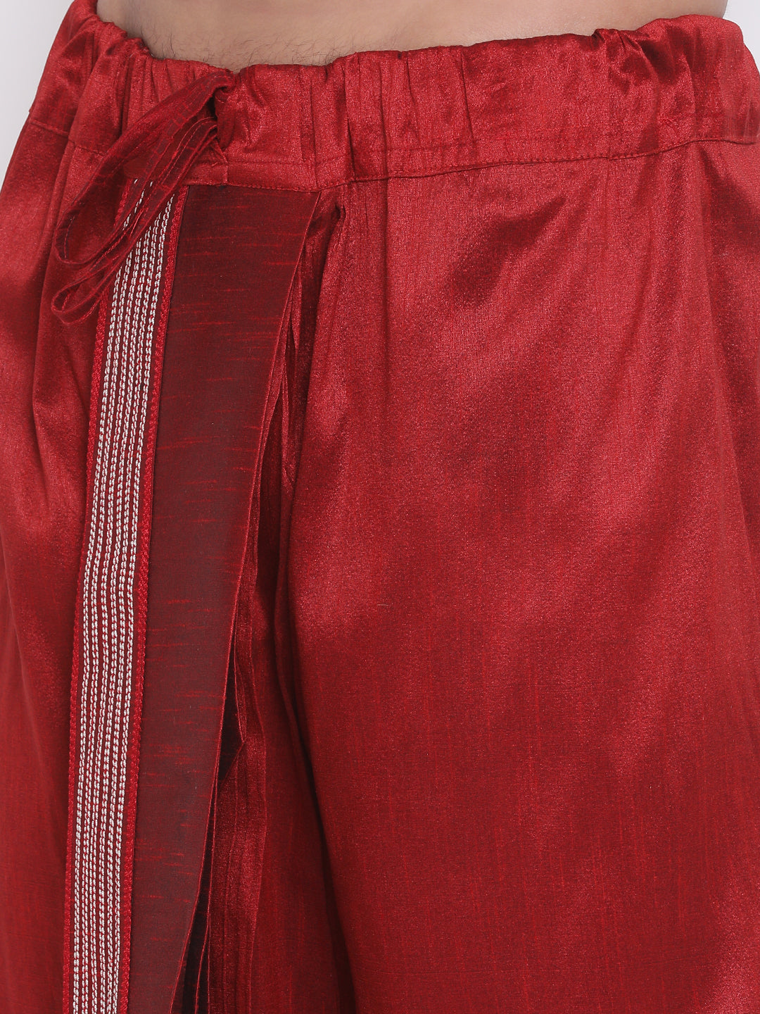 Men's Maroon Silk Blend Dhoti