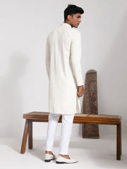 Men's Cream Rayon Kurta And Pyjama Set