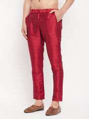 Men's Maroon Silk Blend Pant Style Pyjama