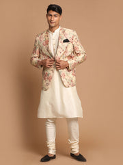 Men's Cream Viscose Ethnic Combo Set