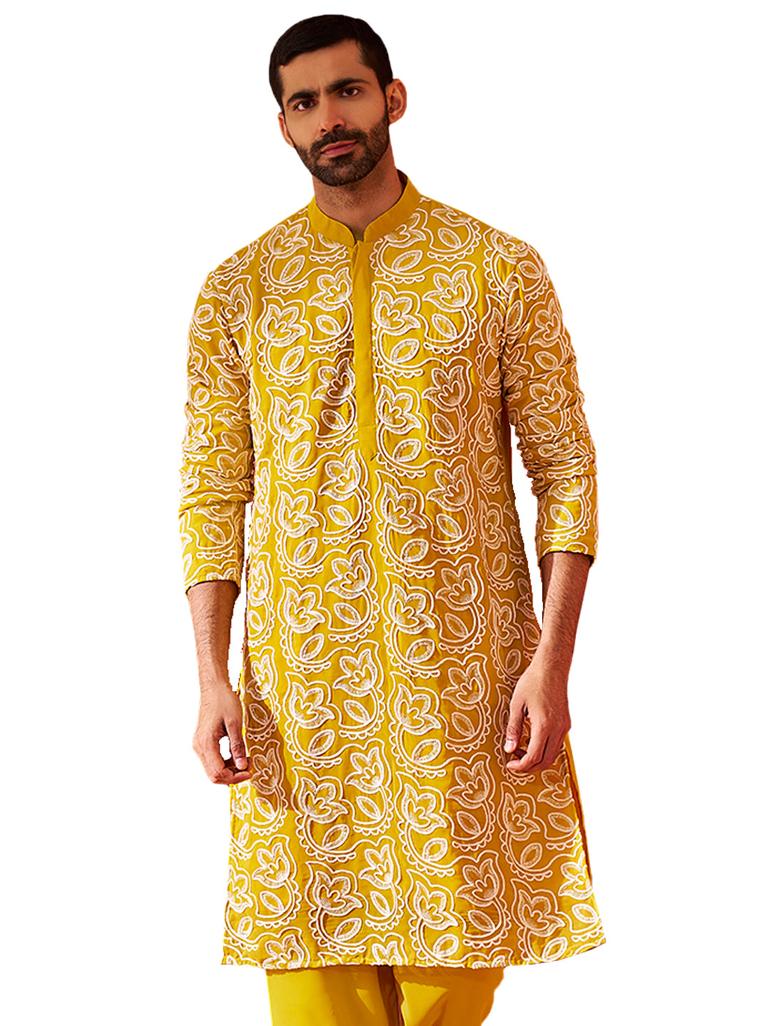 Men's Mustard Georgette Kurta