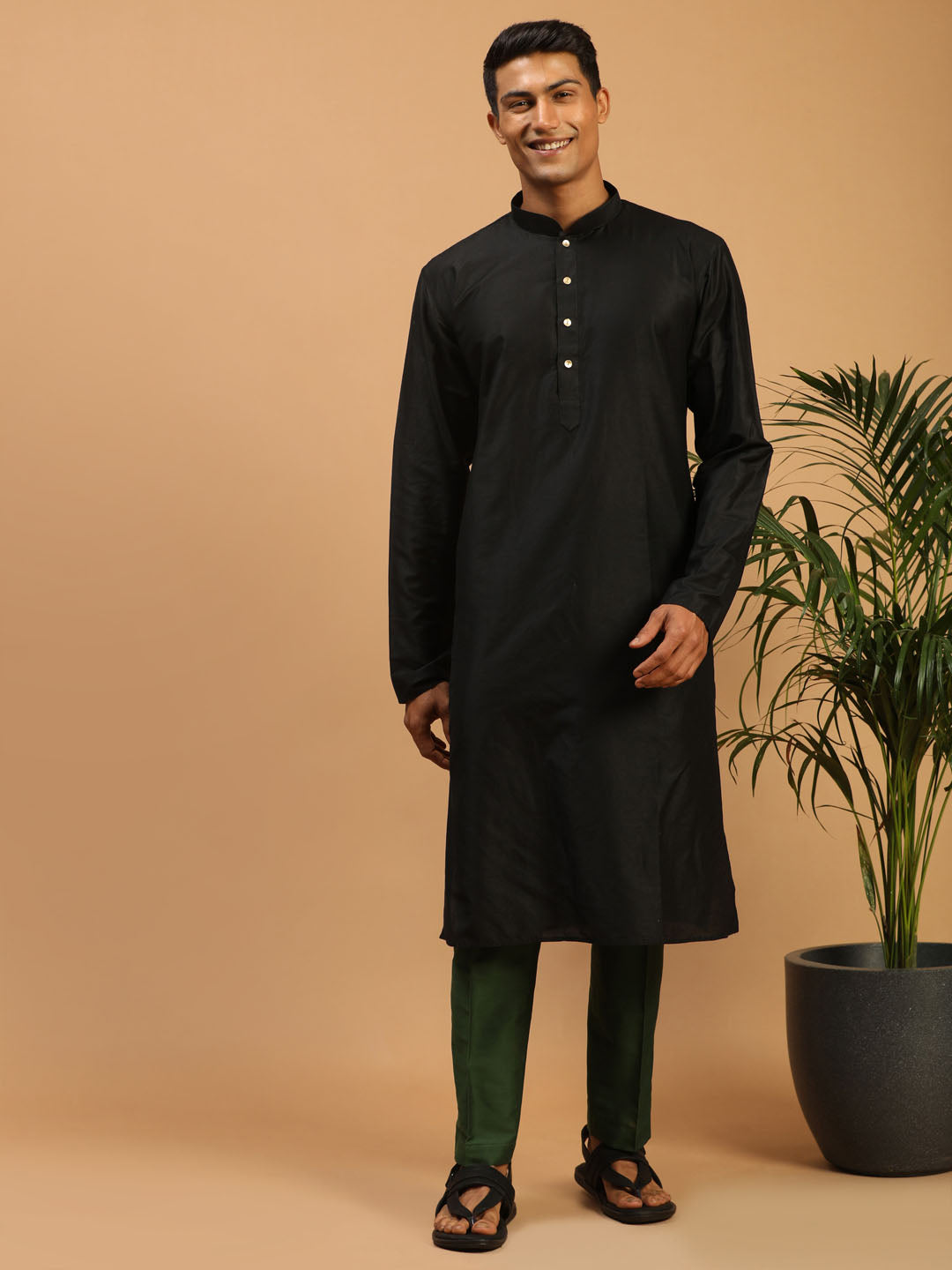 Men's Green Viscose Pant Style Pyjama