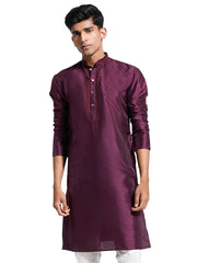 Men's Wine Dupion Silk Kurta