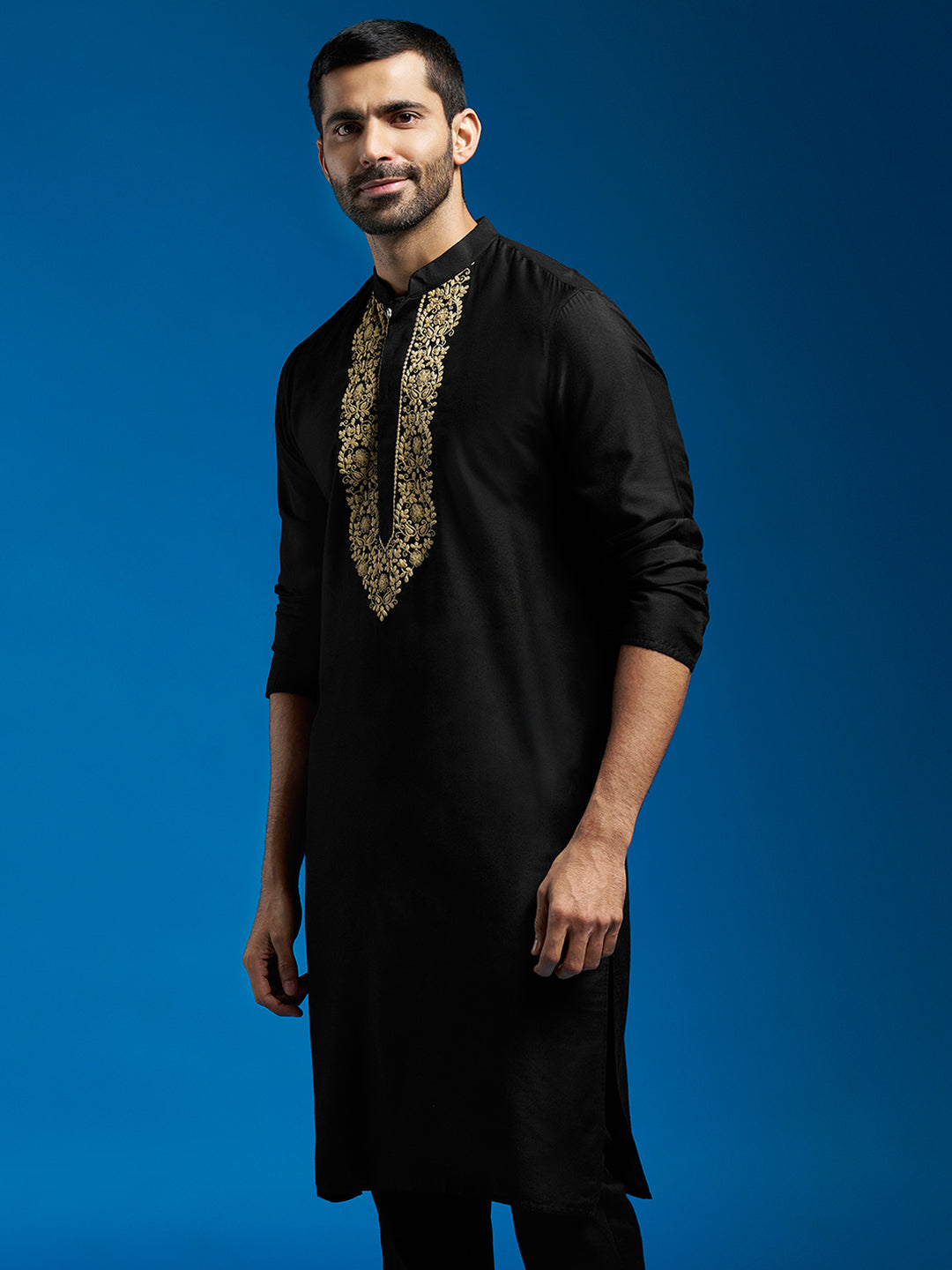 Men's Black Viscose Kurta