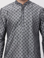 Men Grey Cotton Blend Kurta