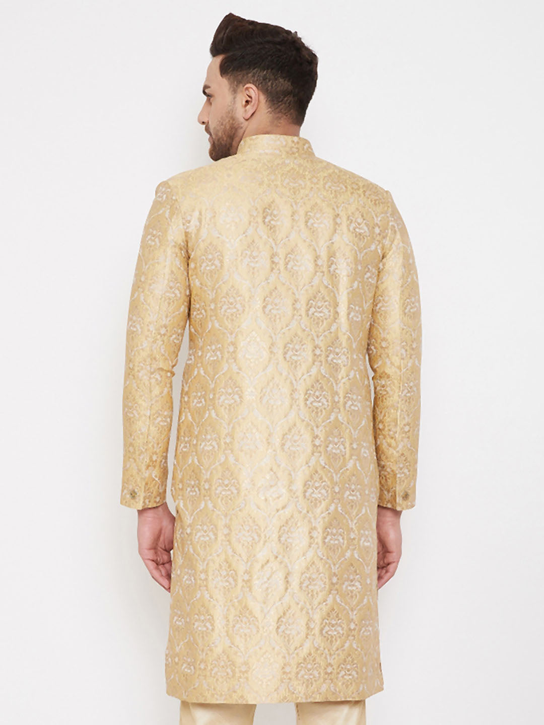 Men's Gold Silk Blend Sherwani Only Top