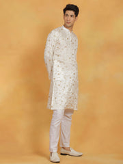 Men's White Viscose Kurta And Pyjama Set