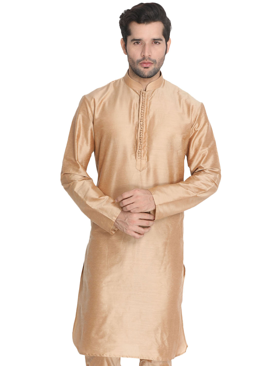 Men's Gold Cotton Blend Kurta