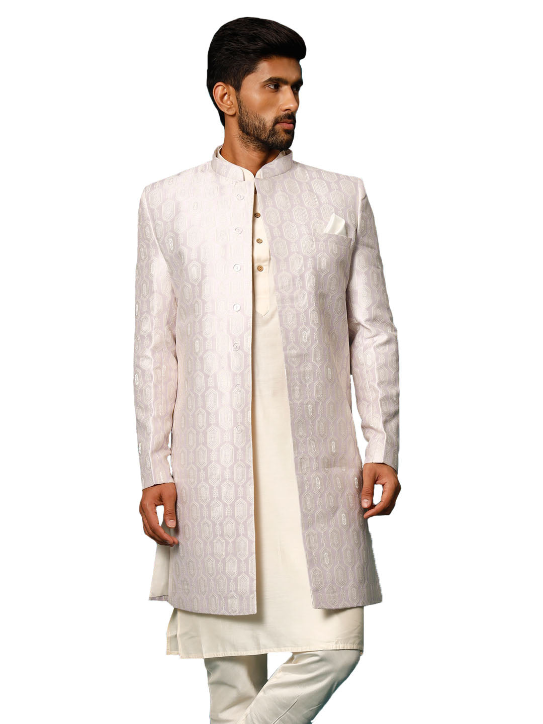 Men's Purple Silk Blend Sherwani Only Top