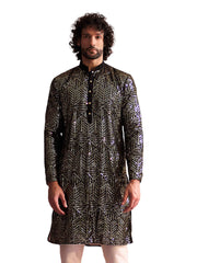 Men's Black Georgette Kurta