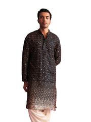 Men's Black Georgette Kurta