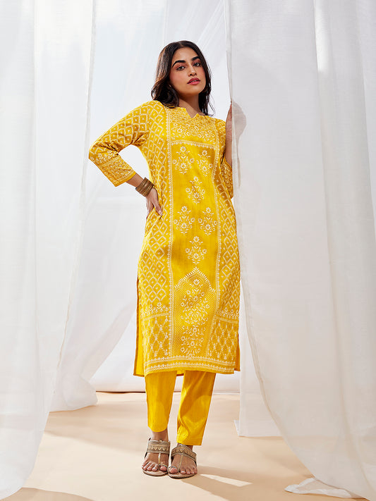 Women's Mustard Kurta Set