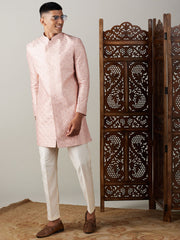 Men's Peach Silk Blend Sherwani Only Top