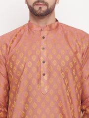 Men Pink Silk Blend Kurta